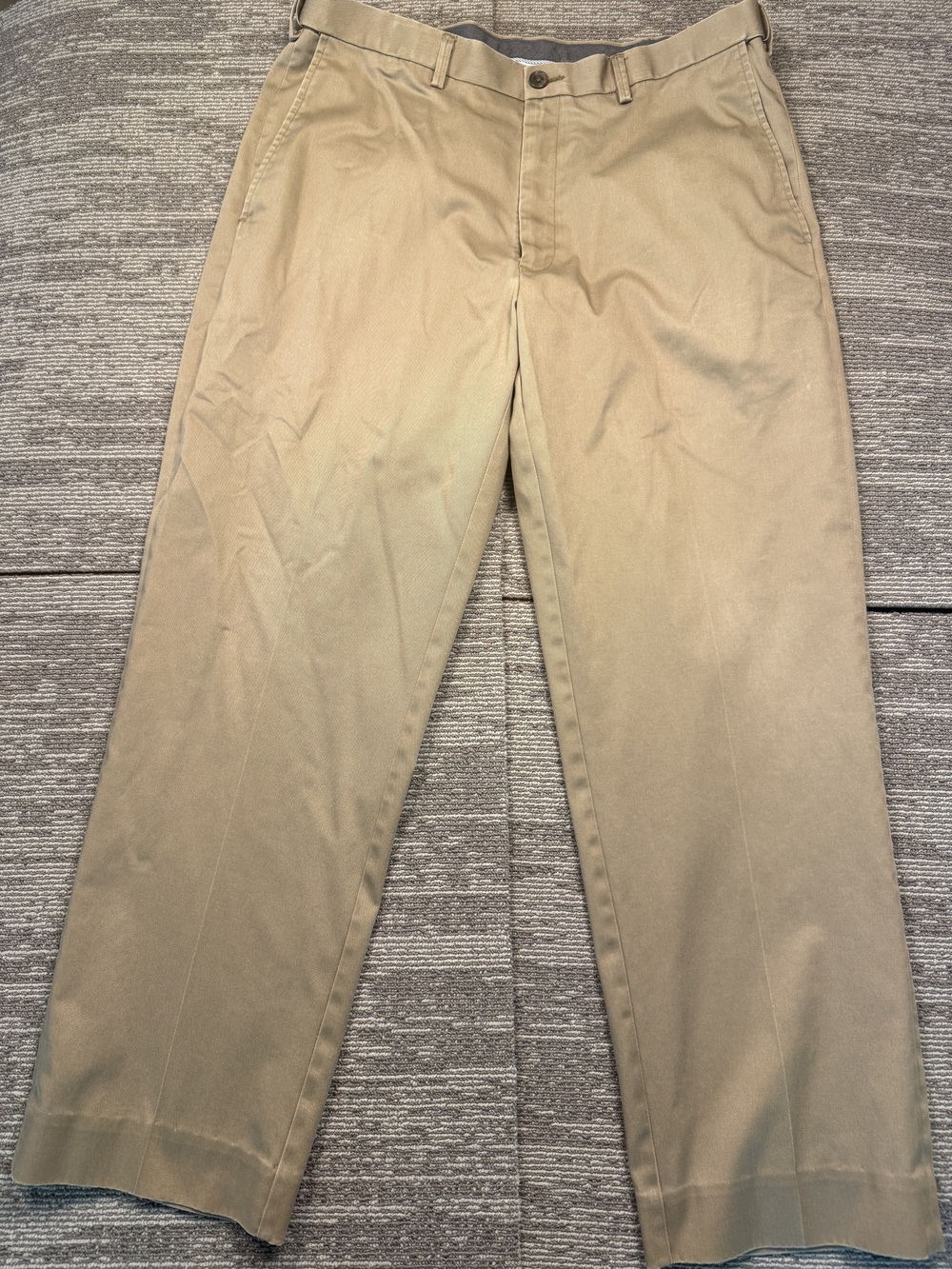 Haggar Premium No Iron Khaki Pants Mens 36x32 Beige Flat Front Straight Leg